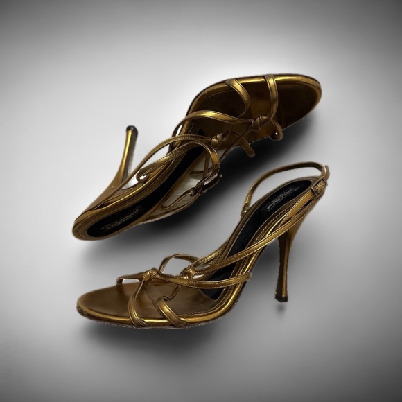 Dolce & Gabbana Gold Strappy Sandals 38.5 👠 - Picture 4 of 5